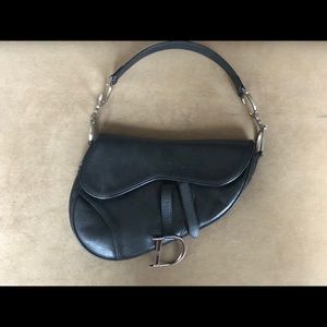 Christian Dior Black Leather Saddle Bag